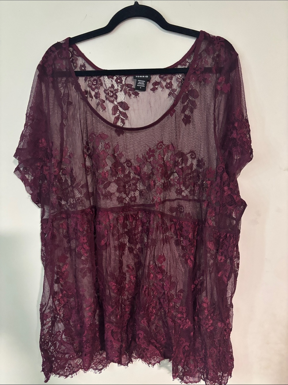 torrid Plum Floral Lace Tunic Top